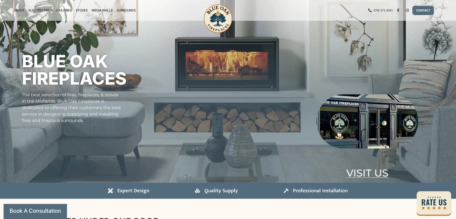 Blue Oak Fireplaces website